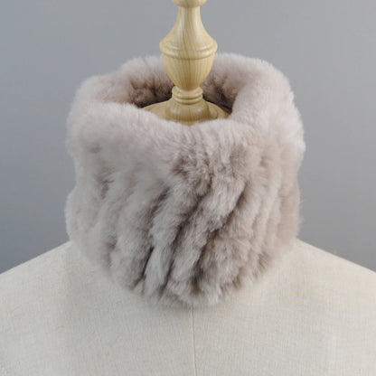 Good Elastic Rex Rabbit Fur Ring Scarves Winter Warm Women Genuine Rex Rabbit Fur Scarf Knitted Real Natural Fur Wraps Headbands