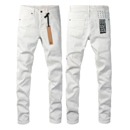 25SS New Men Streetwear Fashion KSUBI Cross Jeans Vintage Wash Do Old Patch Light Blue Stretch Slim Denim Trousers Brand Jeans