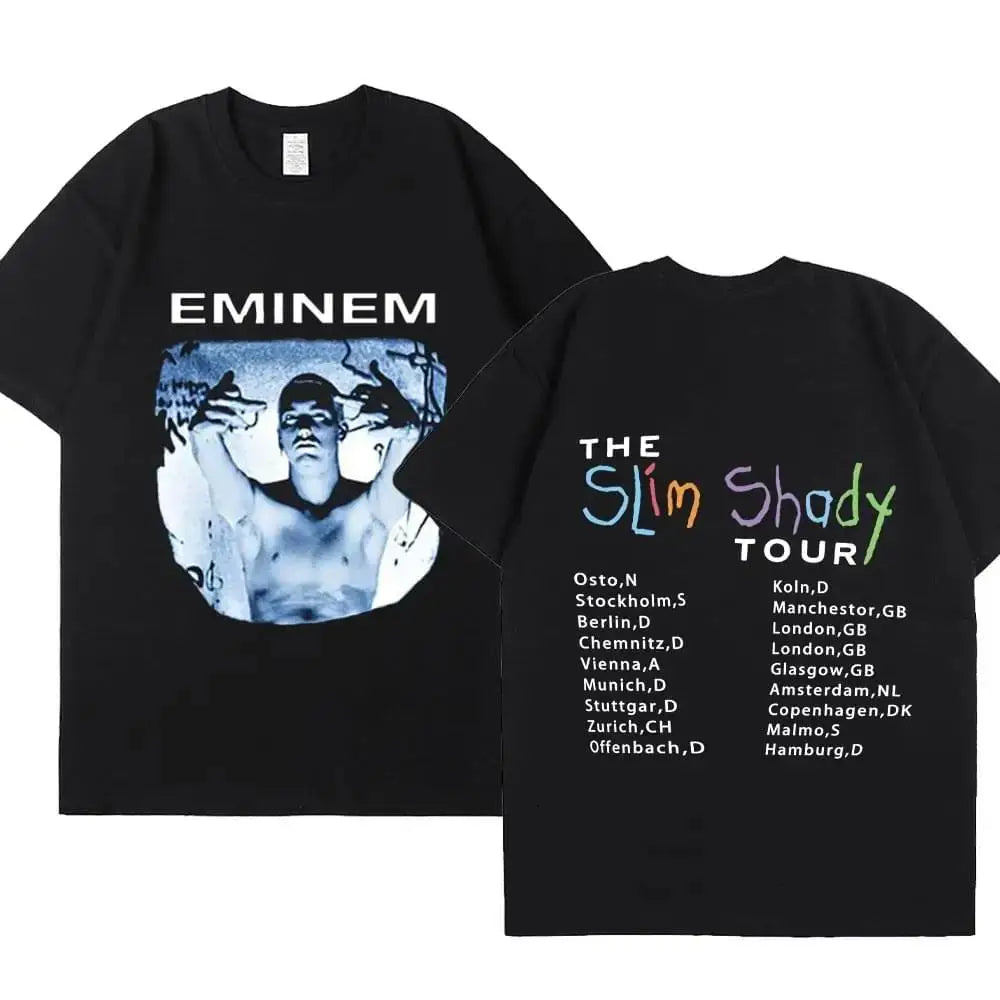 Eminem Graphic Print T Shirt Hip Hop Streetwear Rock T Shirt Short Sleeve Fashion Casual Crew Neck Plus Size T Shirt Women