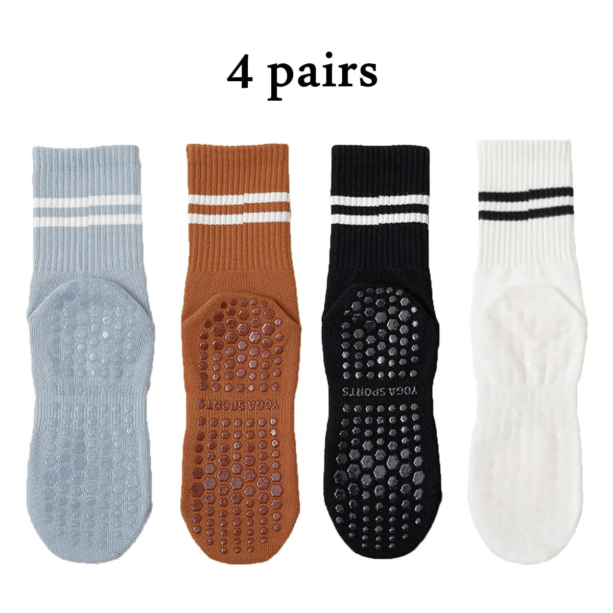 Pilates Socks with Grips for Women Yoga Socks Barre Socks Non Slip Socks of 4pairs