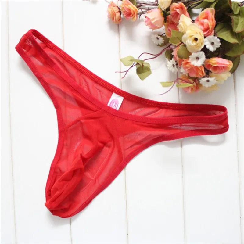 Men's G-Strings Transparent Sexy Thong Ultra-thin Mesh Low Waist Seductive Summer Underwear Male Underwear Clothing Accessories