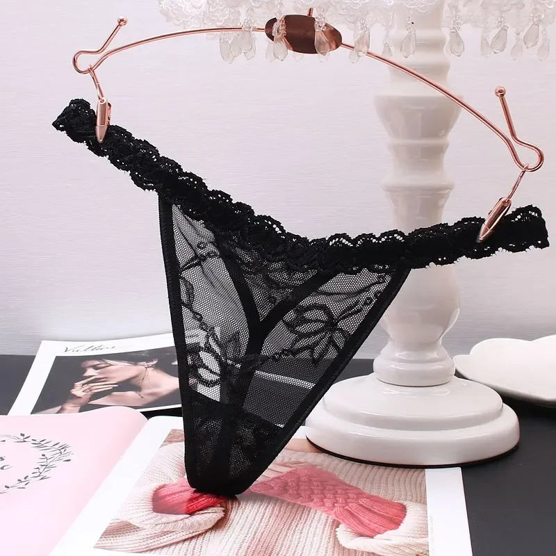 Customized Crystal Shining Letter Thongs Women's Sexy Lace Bikini Waist Chain Underwear Girl's Birthday  Gift Hot Wife Briefs