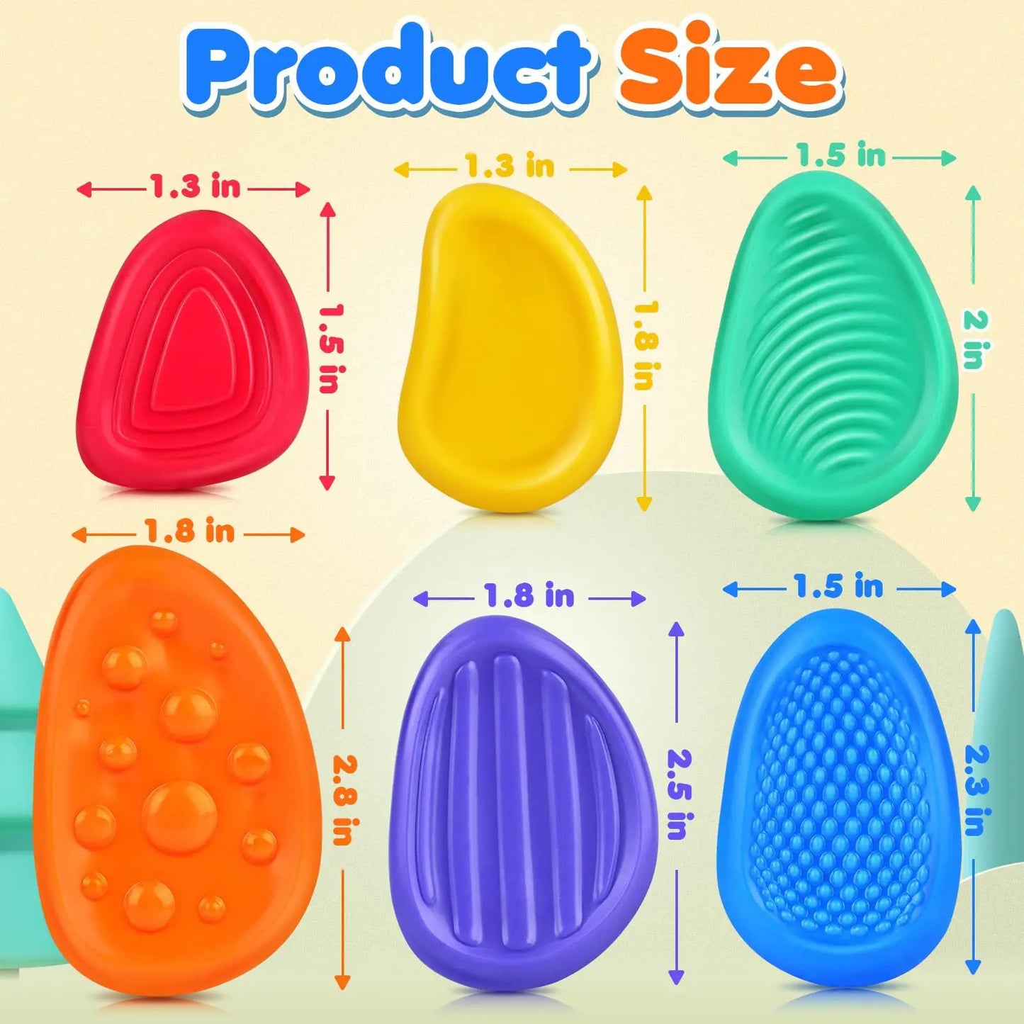 Fidget Toys Adults Sensory Silicone Stone 6 Pack Textured for Autism