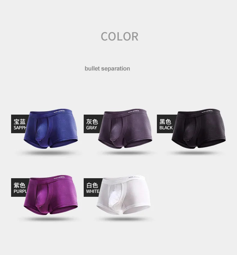 Men's Boxers Shorts Modal Underwear Man Solid Bullet Separation Pouch Panties Male Underpants Ropa Interior Hombre Large Size