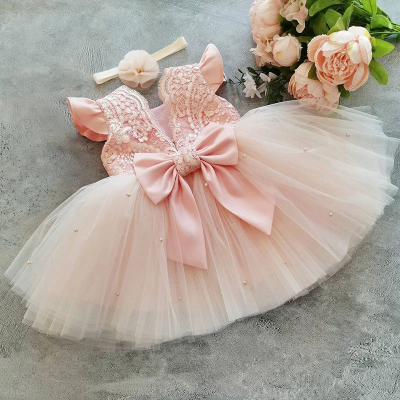 Toddler Baby Baptism Dresses 3 2 1 Year Birthday Dress For Baby Girl Clothing Princess Party Dress Christening Tutu Gown Vestido