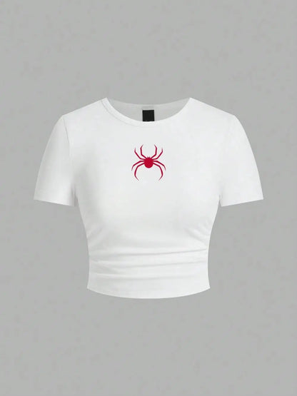 Red Spider Printing Crop Tops