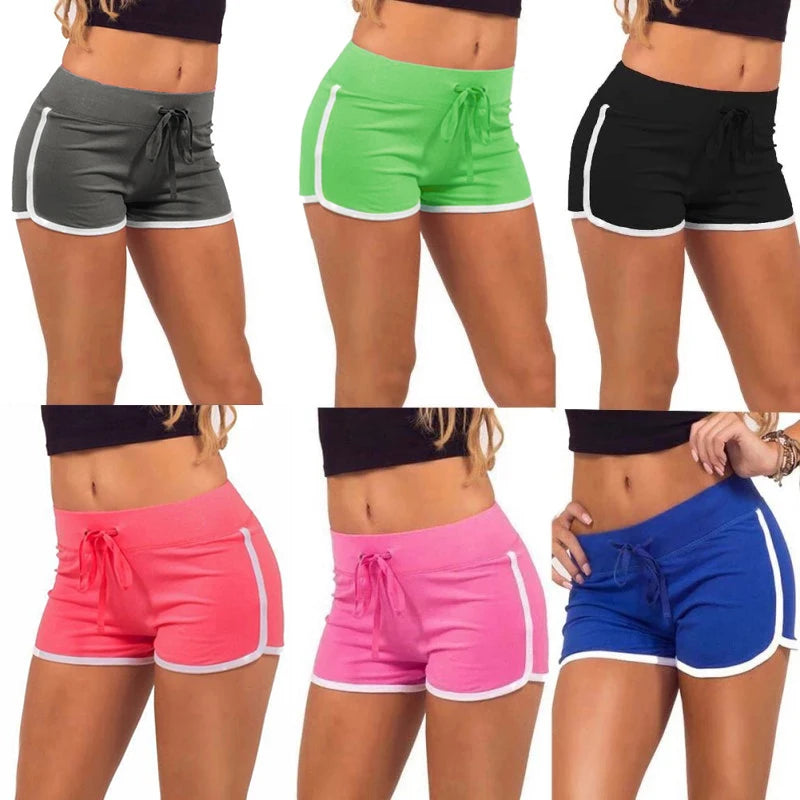 Summer Fast Drying Sports Pants for Women Cotton Shorts Contrast Binding Side Split Elastic Waist Casual Shorts Yoga Short Pants