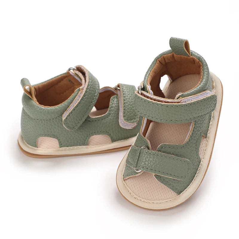 VALEN SINA Summer Baby Sandals Baby Boy Girl PU Leather Shoes Toddler Rubber Sole Flat Anti-slip First Walkers Crib Baby Shoes