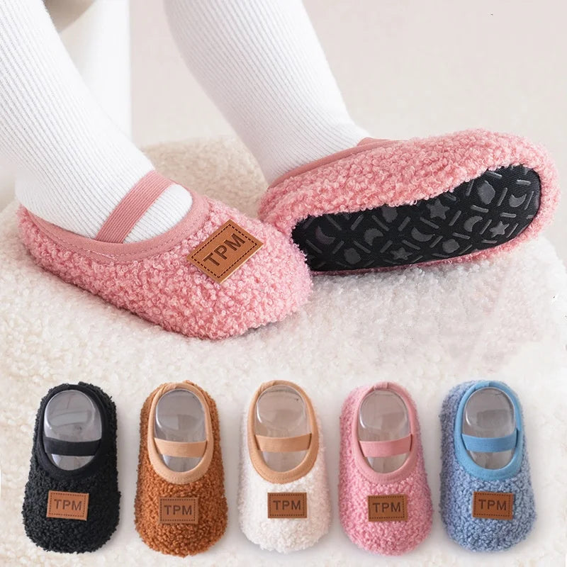 Autumn Winter Baby Slippers Toddler Plush Floor Sock Shoes Boy Girl Children Soft Anti-slip Walking Shoes Indoor Home Kids Shoes