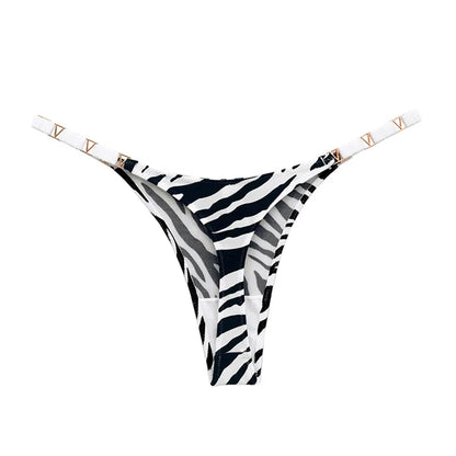 Seamless Sexy Thong Women Underwear Briefs Panties Zebra Flower Low Rise Luxury Metal Buckle G String Bikini Girls Female Panty