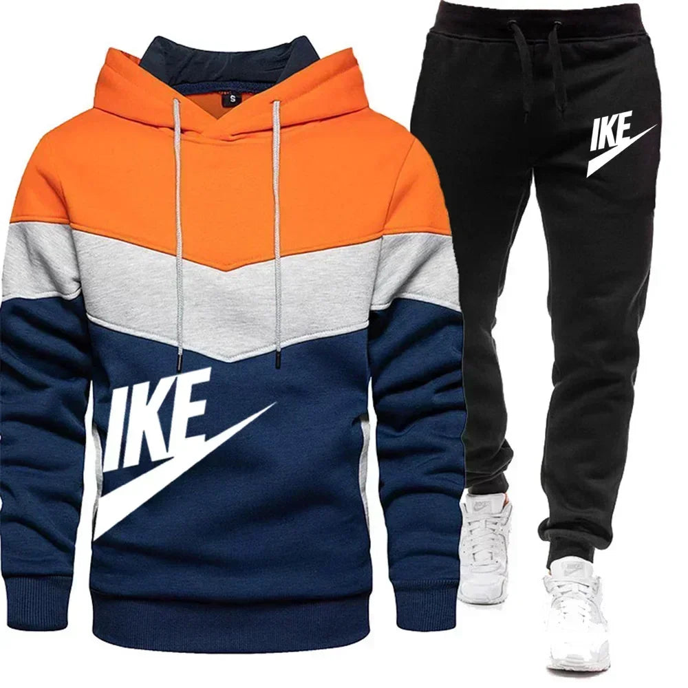 Autumn and winter Sportswear suit men's hoodies set casual warm sports sweater brand pullover + jogging pants 2-piece set