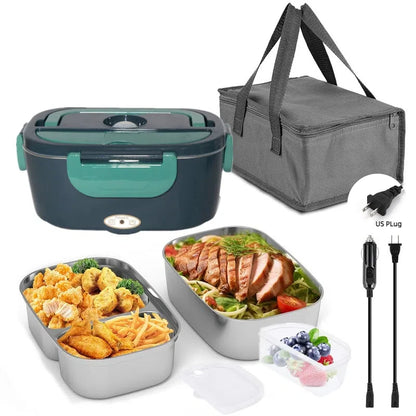 60W Electric Lunch Box Food Warmer Portable Food Heater for Car Or Home - Leak Proof 304 Stainless Steel Liner