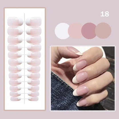 30Pcs French Gradient Short Ballet Nails Simple Nude Color False Nails Coffin Fake Nail Press On Nails Full Cover Nails