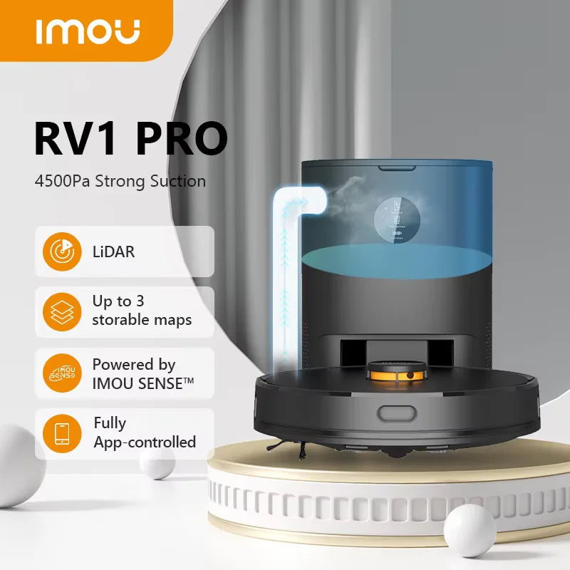 IMOU RV1 Pro 4500Pa Strong Suction Vacuum Cleaner Multiple Storable Map Robot Self-empty Sweeper Charing Station Home Appliance