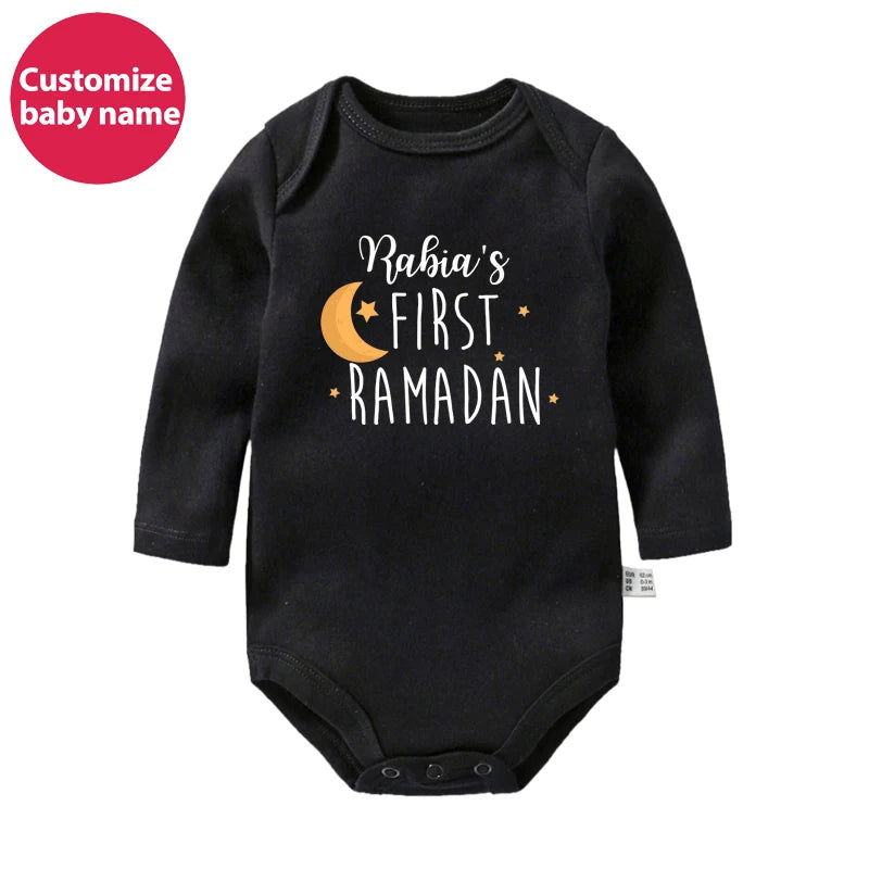 New Custom Name First Eid/Ramadan Baby Rompers Newborn Baby Ramadan Jumpsuits Eid Mubarak Baby Boys Girls Clothing Outfits Gifts