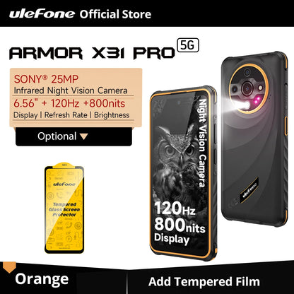 【World Premiere】Ulefone Armor X31 Pro 5G Rugged Phone Android 14 Smartphone 6.56”16GB + 256GB Night Camera 64MP 6050mAh NFC