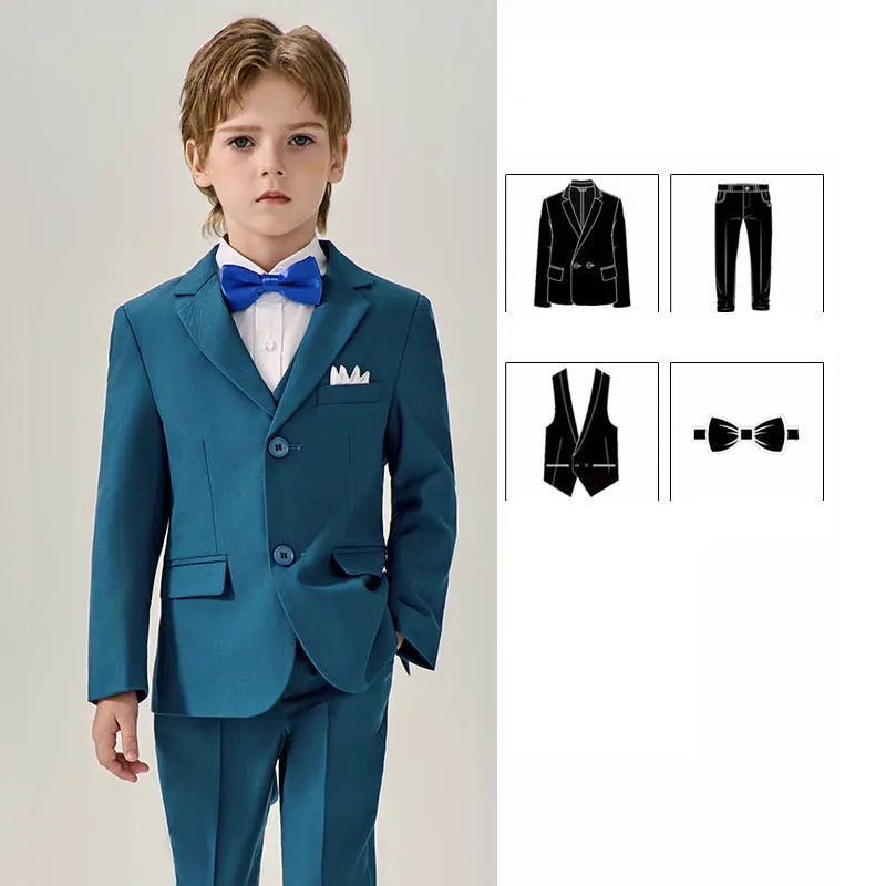 Prince Kids Purple Jakcet Vest Pants Bowtie Piano Party Dress Boys Wedding Ceremony Photograph Suit Children Performance Costume