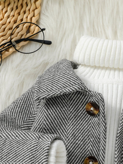 New  Baby Boys 1-3Y Fall/Winter Long Sleeve Plush Warm  Jacket With Button For Chinese Style Outdoor Wear