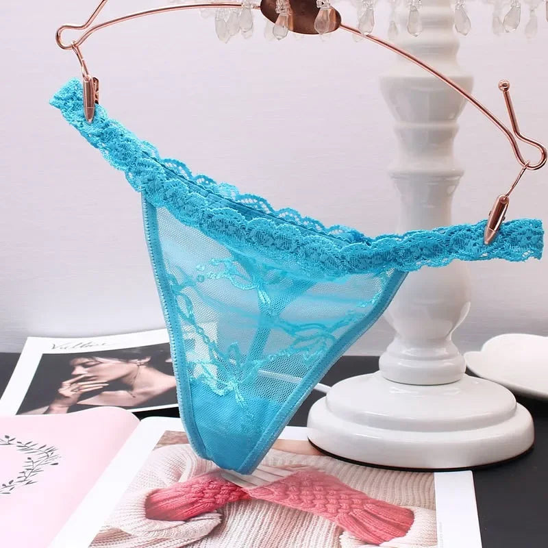 Customized Crystal Shining Letter Thongs Women's Sexy Lace Bikini Waist Chain Underwear Girl's Birthday  Gift Hot Wife Briefs