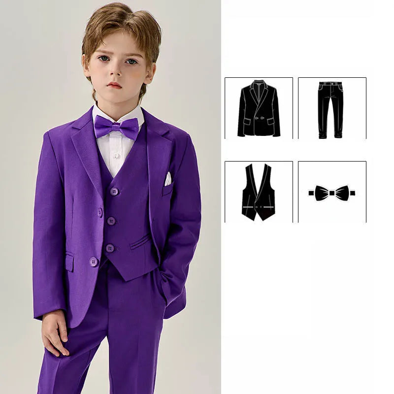 Prince Kids Green Jakcet Vest Pants Bowtie Piano Party Dress Boys Wedding Ceremony Photograph Suit Children Performance Costume