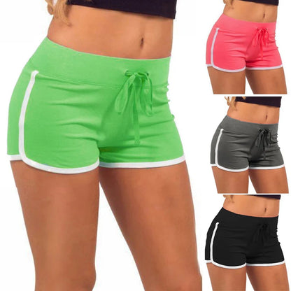 Summer Fast Drying Sports Pants for Women Cotton Shorts Contrast Binding Side Split Elastic Waist Casual Shorts Yoga Short Pants