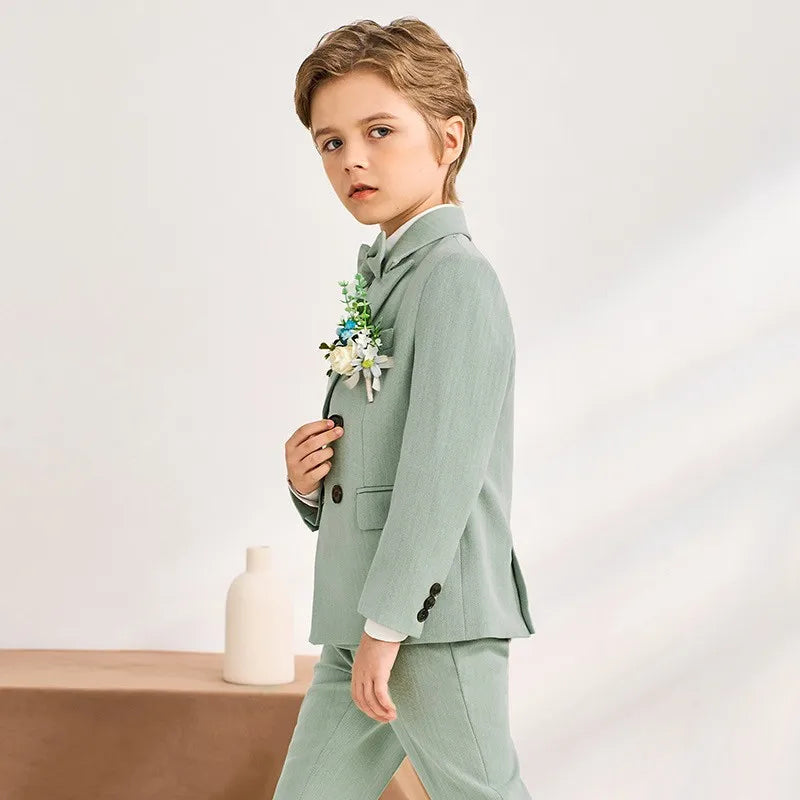 Children Light Green Piano Party Dress Kids Formal Ceremony