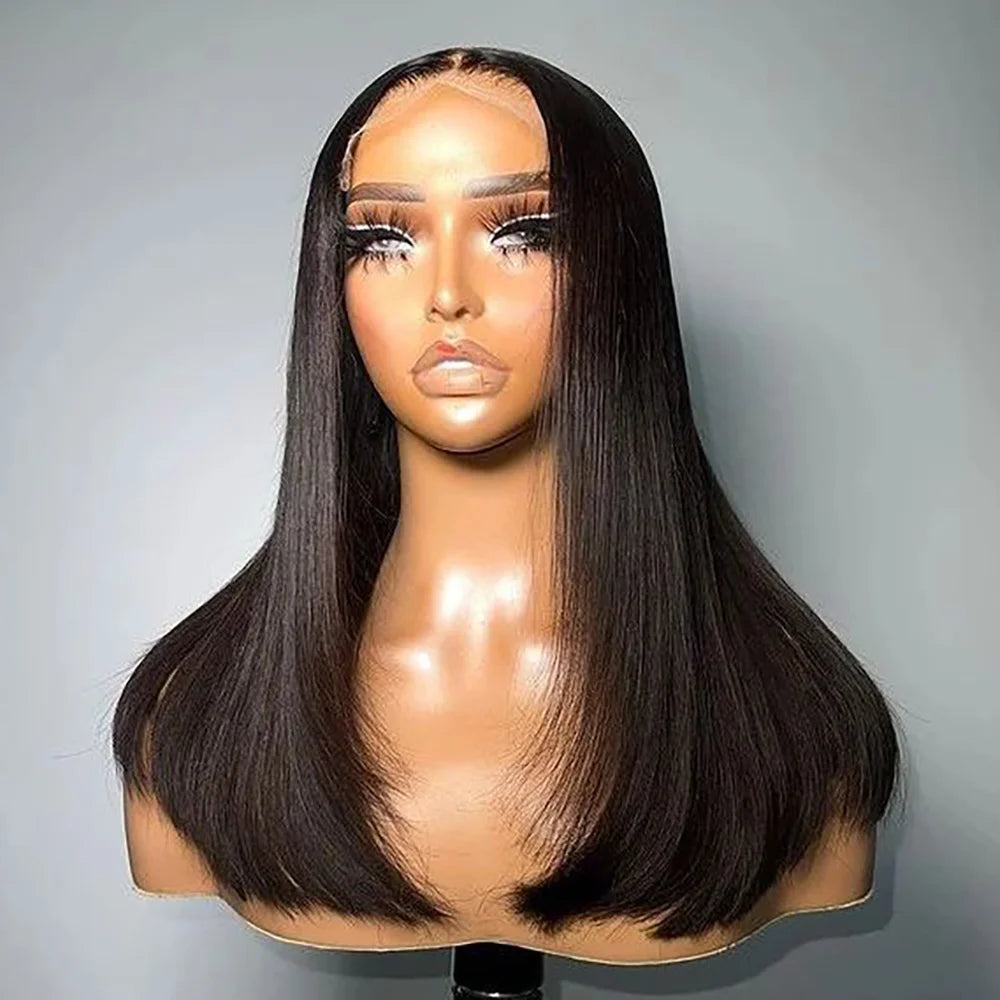 Bob Wig Human Hair 13X4 Frontal Lace Wig Straight 180% Density HD Lace Front Wigs Human Hair Pre Plucked Bob Wigs for Woman