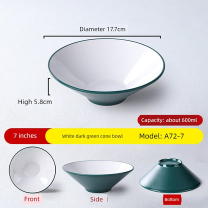 Melamine Rain-Hat Shaped Bowl Commercial Ramen Bowl River Snail Rice Noodle Bowl Noodle Restaurant Dedicated Noodles with Soy Sauce Wonton Pig's Knuckle Rice Spicy Hot Large Bowl