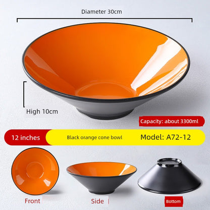 Melamine Rain-Hat Shaped Bowl Commercial Ramen Bowl River Snail Rice Noodle Bowl Noodle Restaurant Dedicated Noodles with Soy Sauce Wonton Pig's Knuckle Rice Spicy Hot Large Bowl