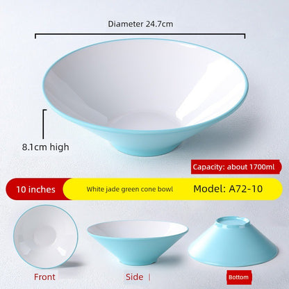 Melamine Rain-Hat Shaped Bowl Commercial Ramen Bowl River Snail Rice Noodle Bowl Noodle Restaurant Dedicated Noodles with Soy Sauce Wonton Pig's Knuckle Rice Spicy Hot Large Bowl