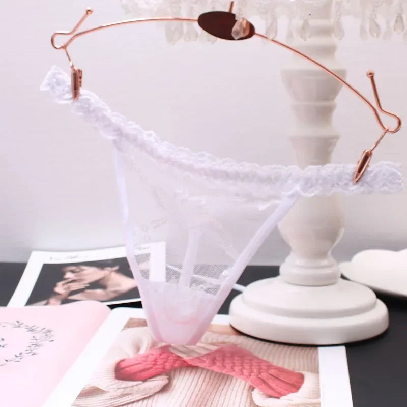 Customized Crystal Shining Letter Thongs Women's Sexy Lace Bikini Waist Chain Underwear Girl's Birthday  Gift Hot Wife Briefs