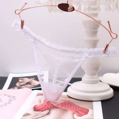 Customized Crystal Shining Letter Thongs Women's Sexy Lace Bikini Waist Chain Underwear