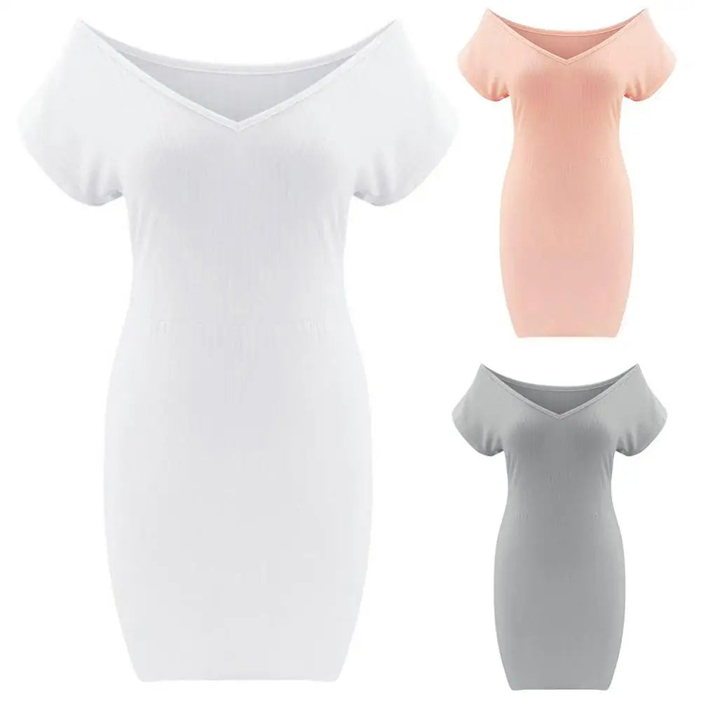 New Summer Women Dress Sexy V-Neck Club Dresses Vestidos Temperament Solid Color Slim Mini Party Dress платье женское