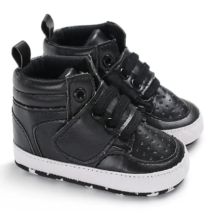 Black Fashion Casual Shoes Newborn Boys And Girls Non Slip First Walkers Infants Toddlers Comfortable Crib Shoes Kids Sneaker