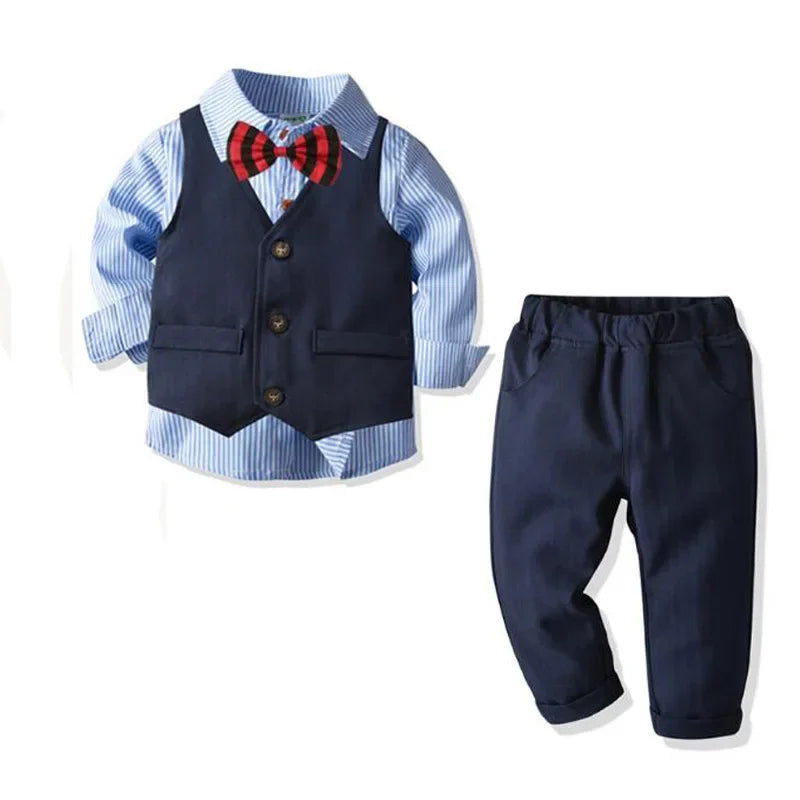 Boys Suits Clothes For Wedding Formal Party clothes Striped Baby Vest Shirt Pants Kids Boy Outerwear Clothing Set