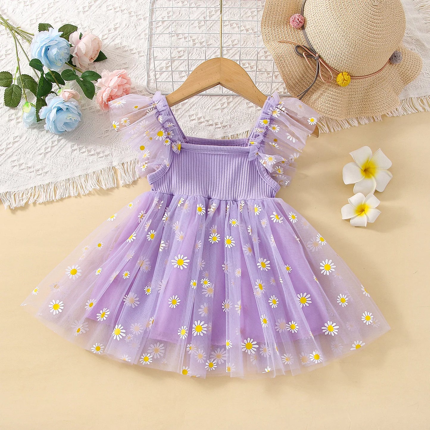 Baby Girl Dress Summer Girl Daisy Mesh Princess Dress