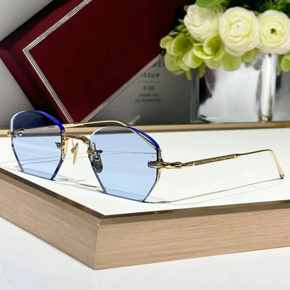 Luxury Rimless Sunglasses OATMAN Irregular Square Alloy Top Quality Men and Women Original Design UV400gafas with Inner Case