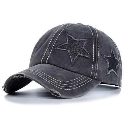 Retro Y2K Star Washed Denim Hole star Baseball cap Snapback Hats Autumn Summer fishing Hat Men Women Caps Casquette hats Gorras