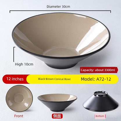Melamine Rain-Hat Shaped Bowl Commercial Ramen Bowl River Snail Rice Noodle Bowl Noodle Restaurant Dedicated Noodles with Soy Sauce Wonton Pig's Knuckle Rice Spicy Hot Large Bowl