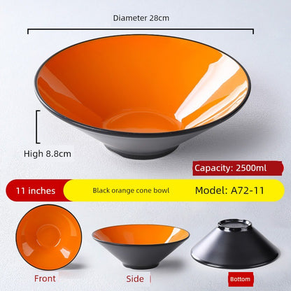 Melamine Rain-Hat Shaped Bowl Commercial Ramen Bowl River Snail Rice Noodle Bowl Noodle Restaurant Dedicated Noodles with Soy Sauce Wonton Pig's Knuckle Rice Spicy Hot Large Bowl
