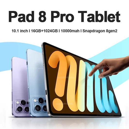 Original Pad 8 Pro Tablet 10.1 inch Android 13 Snapdragon 8gen2 Global 16GB+1024GB 10000mah 5G Dual SIM WIFI  HD Full Screen