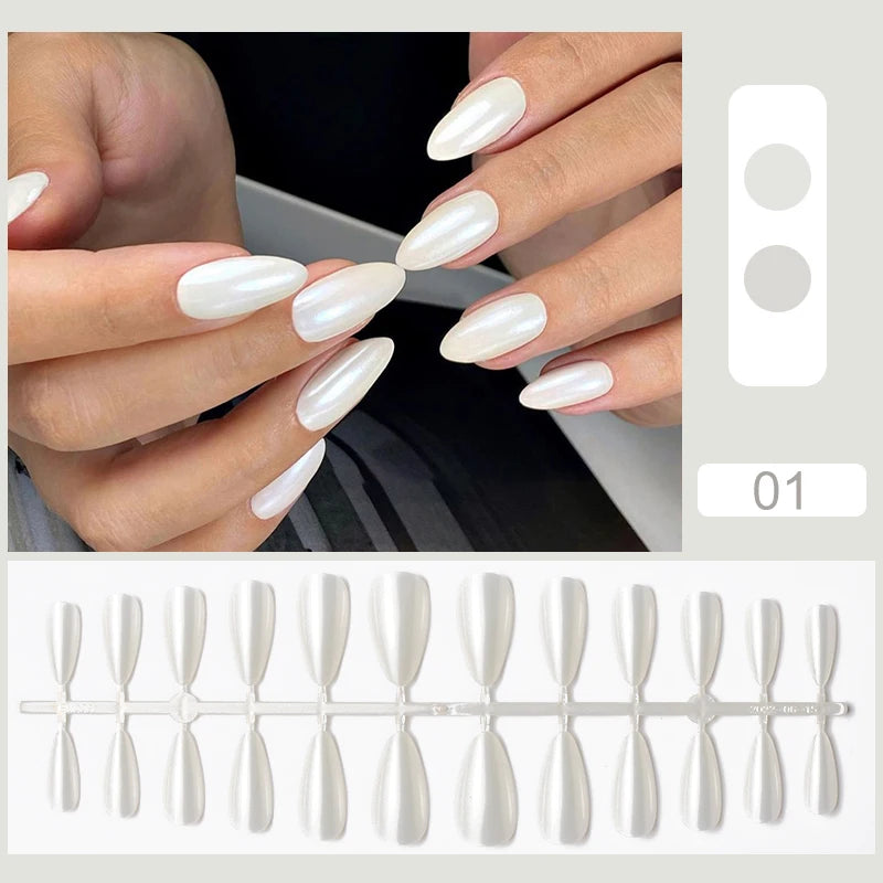 24pcs Short Sqaure Fake Nails for Summer Black Lace Press on Nail Simple False Nail Tips