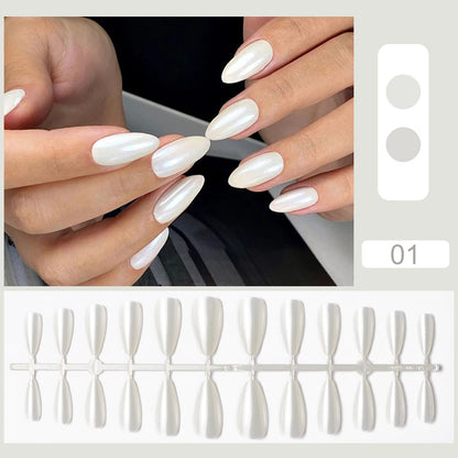 24pcs Short Sqaure Fake Nails for Summer Black Lace Press on Nail Simple False Nail Tips