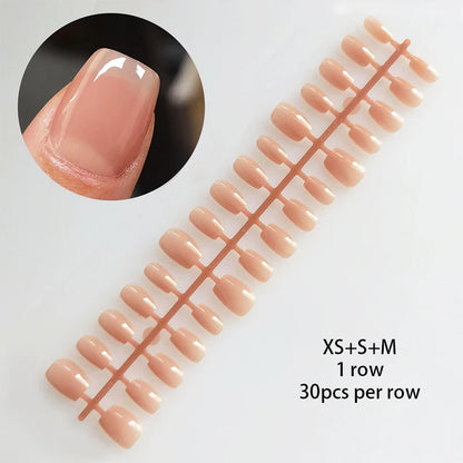 30Pcs French Gradient Short Ballet Nails Simple Nude Color False Nails Coffin Fake Nail Press On Nails Full Cover Nails