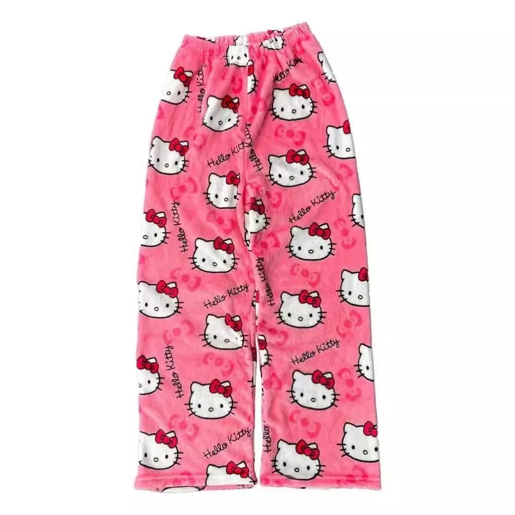 2025 New Hello Kitty Pajamas Pants Anime Women's Pajama Pants Cartoon Couple Home Sleepwear Trousers Leisure Home Clothing