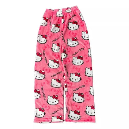 2025 New Hello Kitty Pajamas Pants Anime Women's Pajama Pants Cartoon Couple Home Sleepwear Trousers Leisure Home Clothing