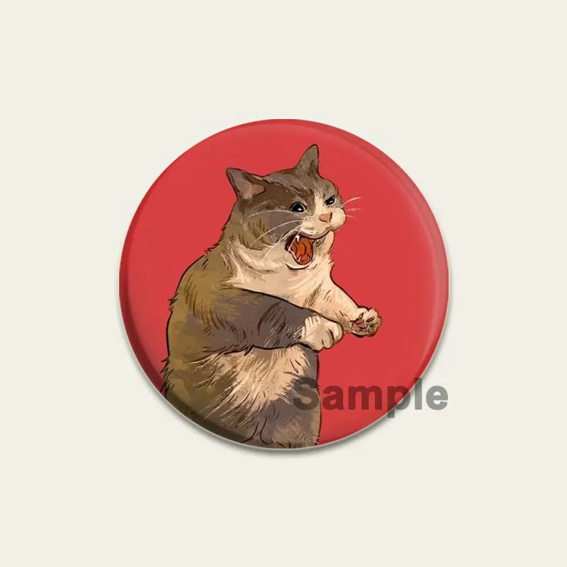 32/44/58mm Funny Cute Cat Badge Round Creative Brooches Fashion DIY Backpack Jewelry Accessory Gifts HD Print Handmade Pins