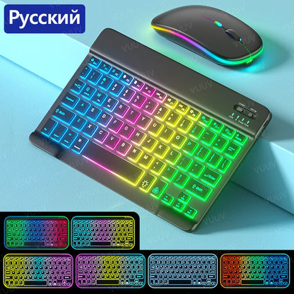 Wireless Bluetooth Keyboard for iPad Tablet Cell Phone Slim Backlit Rechargeable Tablet Keyboard Spanish Korean for Xiaomi Pad 6