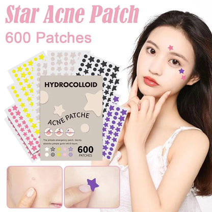 600pcs Large Size Star Acne Patch Mild Non-irritating Lightens Acne Hydrocolloid Acne Sticker For Blackheads Closed Comedones