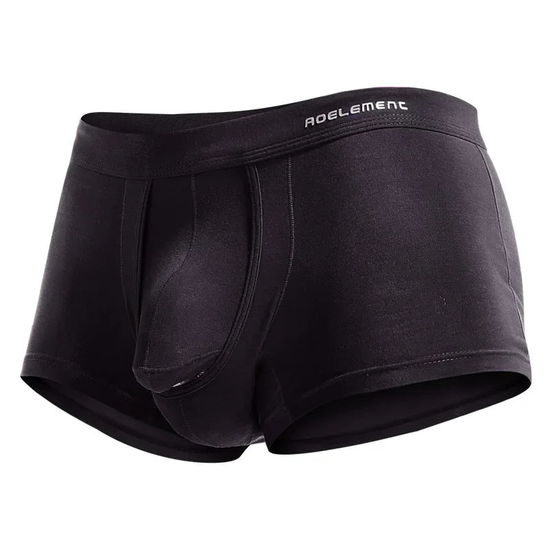Men Fashion Penis Bag Bulge Pouch Separation Underwear Youth Ice Silk Breathable Comfy Boxer Shorts Simple Elastic Sports Trunks